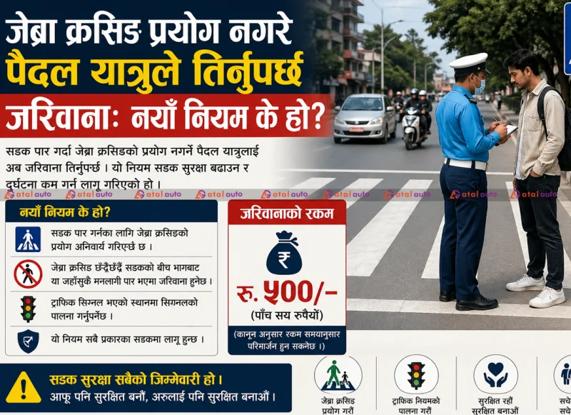 जेब्रा क्रसिङ प्रयोग नगरे पैदल यात्रुले तिर्नुपर्छ जरिवाना: नयाँ नियम के हो?