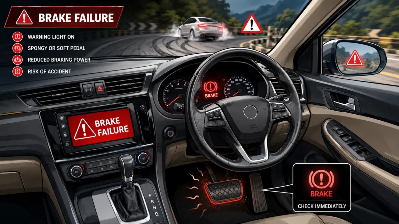 Brake Failure in Cars: Causes, Warning Signs & Safety Tips