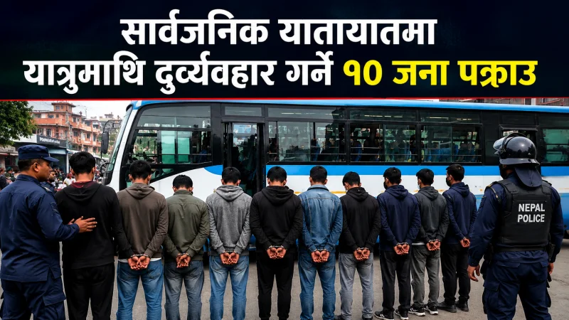 सार्वजनिक यातायातमा यात्रुमाथि दुर्व्यवहार गर्ने १० जना पक्राउ