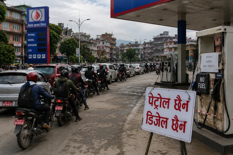 नेपाल आयल निगमले इन्धनको मूल्य घटाएपछि काठमाडौंका पेट्रोल पम्प बन्द