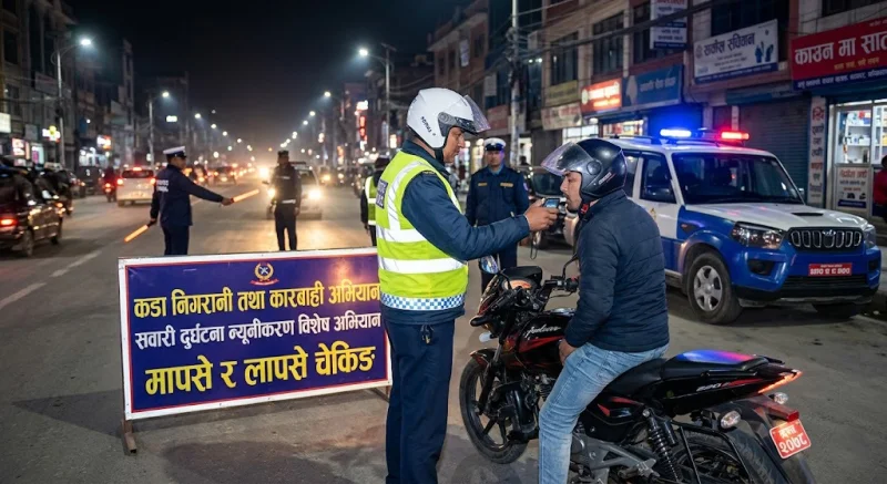काठमाडौँमा ट्राफिक नियम पालनामा कडाइ: एकै दिन सयौँ चालक कारबाहीमा
